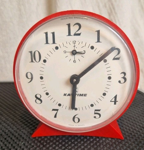 Vintage red wind clock - vintage,